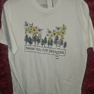 Tee Luv NWT White Graphic Tee with Floral Design Size Large